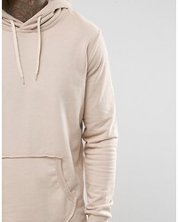 beige bedruckter Pullover mit einem Kapuze von Criminal Damage