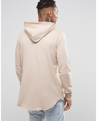 beige bedruckter Pullover mit einem Kapuze von Criminal Damage