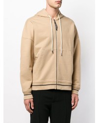 beige bedruckter Pullover mit einem Kapuze von Drôle De Monsieur