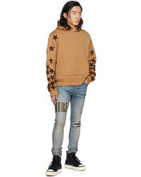 beige bedruckter Pullover mit einem Kapuze von Amiri