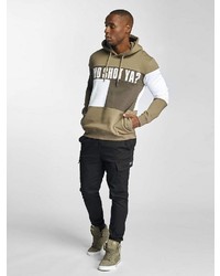 beige bedruckter Pullover mit einem Kapuze von Who Shot Ya?