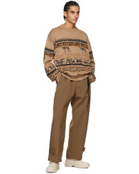 beige bedruckter Pullover mit einem Rundhalsausschnitt von Sacai