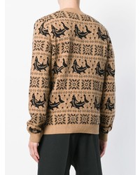 beige bedruckter Pullover mit einem Rundhalsausschnitt von Gucci