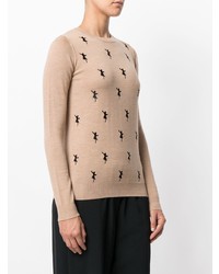 beige bedruckter Pullover mit einem Rundhalsausschnitt von Sonia Rykiel