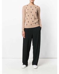 beige bedruckter Pullover mit einem Rundhalsausschnitt von Sonia Rykiel