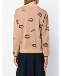 beige bedruckter Pullover mit einem Rundhalsausschnitt von Sonia Rykiel