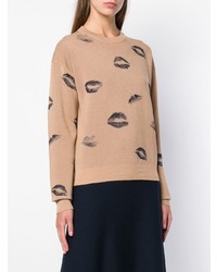 beige bedruckter Pullover mit einem Rundhalsausschnitt von Sonia Rykiel