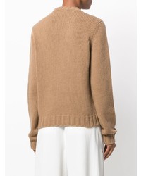 beige bedruckter Pullover mit einem Rundhalsausschnitt von MSGM