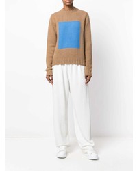 beige bedruckter Pullover mit einem Rundhalsausschnitt von MSGM