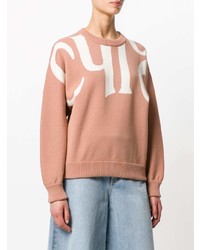 beige bedruckter Pullover mit einem Rundhalsausschnitt von Chloé