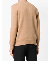 beige bedruckter Pullover mit einem Rundhalsausschnitt von Moncler