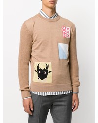 beige bedruckter Pullover mit einem Rundhalsausschnitt von JW Anderson