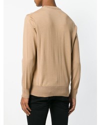 beige bedruckter Pullover mit einem Rundhalsausschnitt von Love Moschino