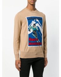 beige bedruckter Pullover mit einem Rundhalsausschnitt von Love Moschino