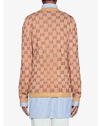 beige bedruckter Pullover mit einem Rundhalsausschnitt von Gucci