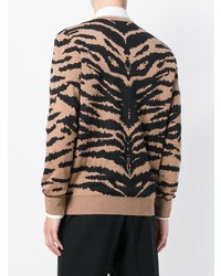 beige bedruckter Pullover mit einem V-Ausschnitt von Alexander McQueen