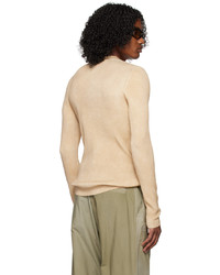 beige bedruckter Pullover mit einem V-Ausschnitt von Diesel