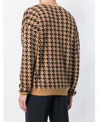 beige bedruckter Pullover mit einem V-Ausschnitt von Natural Selection