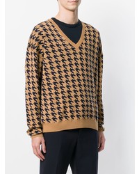 beige bedruckter Pullover mit einem V-Ausschnitt von Natural Selection