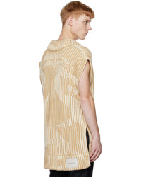 beige bedruckter Pullover mit einem V-Ausschnitt von Feng Chen Wang