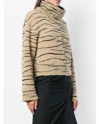 beige bedruckter Rollkragenpullover von Ssheena