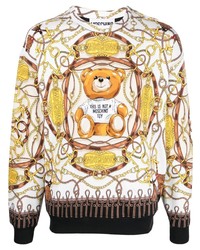 beige bedrucktes Fleece-Sweatshirt von Moschino