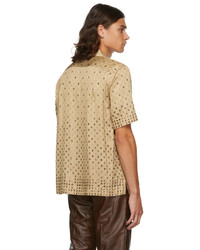 beige bedrucktes Kurzarmhemd von Dries Van Noten