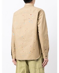 beige bedrucktes Langarmhemd von Comme des Garcons Homme