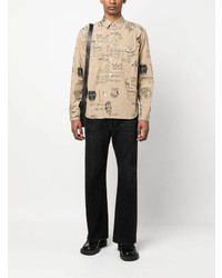 beige bedrucktes Langarmhemd von Junya Watanabe MAN