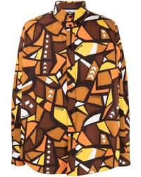beige bedrucktes Langarmhemd von Moschino