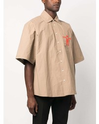 beige bedrucktes Langarmhemd von Walter Van Beirendonck