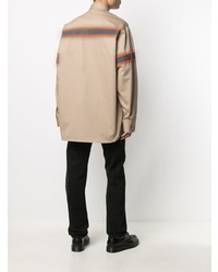 beige bedrucktes Langarmhemd von Heron Preston