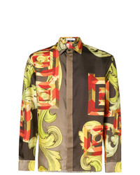 beige bedrucktes Langarmhemd von Versace Collection