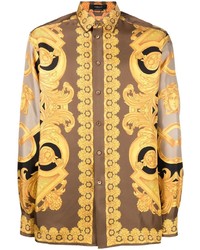 beige bedrucktes Langarmhemd von Versace