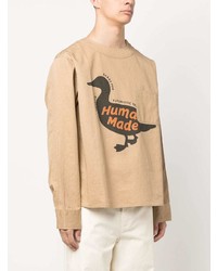 beige bedrucktes Langarmshirt von Human Made