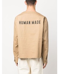 beige bedrucktes Langarmshirt von Human Made