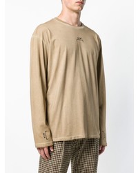 beige bedrucktes Langarmshirt von A-Cold-Wall*