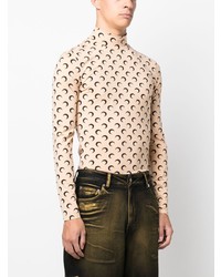 beige bedrucktes Langarmshirt von Marine Serre