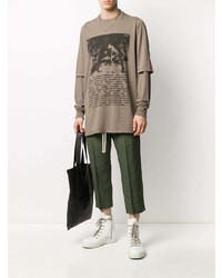 beige bedrucktes Langarmshirt von Rick Owens DRKSHDW