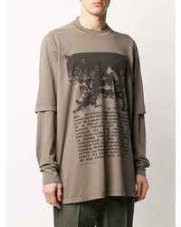 beige bedrucktes Langarmshirt von Rick Owens DRKSHDW