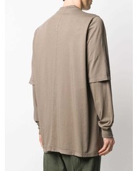 beige bedrucktes Langarmshirt von Rick Owens DRKSHDW