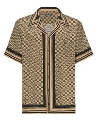 beige bedrucktes Seide Kurzarmhemd von Dolce & Gabbana
