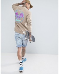 beige bedrucktes Sweatshirt von Asos