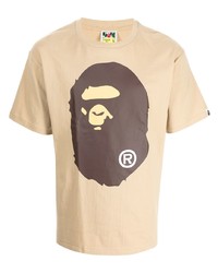 beige bedrucktes T-Shirt mit einem Rundhalsausschnitt von A Bathing Ape