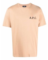 beige bedrucktes T-Shirt mit einem Rundhalsausschnitt von A.P.C.