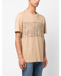 beige bedrucktes T-Shirt mit einem Rundhalsausschnitt von Brioni