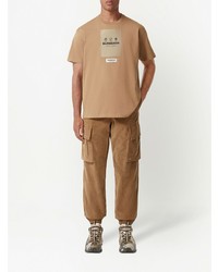 beige bedrucktes T-Shirt mit einem Rundhalsausschnitt von Burberry