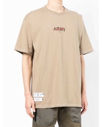 beige bedrucktes T-Shirt mit einem Rundhalsausschnitt von Izzue