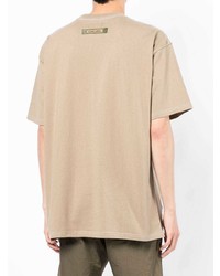 beige bedrucktes T-Shirt mit einem Rundhalsausschnitt von Izzue