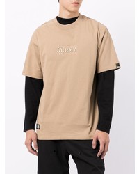 beige bedrucktes T-Shirt mit einem Rundhalsausschnitt von Izzue